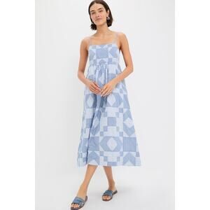 SEA NEW YORK Blue Helmi Striped Shirting Midi Dress Size 10 NWT